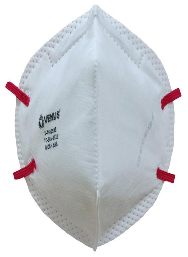 فينوس قناع التنفس الطبي VENUS V-4400N95 NIOSH N-95، تصميم قابل للطي للجنسين، لون أبيض، يستخدمه المتخصصون الطبيون وللحماية من العوامل البكتيرية (عبوة من 50 قطعة). - Image 1